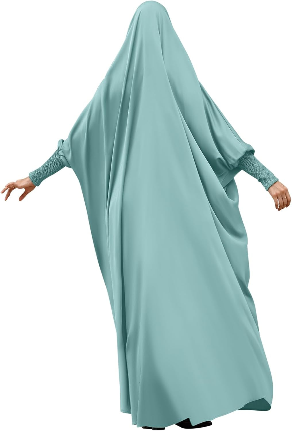 Muslim Abaya for Women One Piece Long Sleeve Islamic Prayer Dress with Hooded Hijab Maxi Kaftan Robe Modest Clothes
