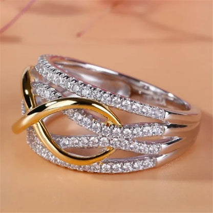 Wedding Engagement Ring Love Diamond Infinity Bowknot Rings for Women Rhinestone Jewelry