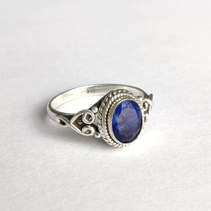 Blue Sapphire Stone Ring 925 Sterling Silver Statement Ring for Women Handmade Rings Gemstone Christmas Promise Ring Size US 11 Gift for Her