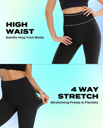 Capri Leggings for Women - Tummy Control Black Leggings with Pockets High Waisted Yoga Pants Workout Cycling Leggings