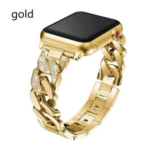 Diamond Stainless Steel Metal Strap Band for Smart Watch Ultra 2/Ultra 49mm 9 8 SE 7 41 mm 45 mm 40mm 44mm 38mm 42mm 40 Mm Girl/Women Ultra-thin Bracelet for Iwatch Serie 6 5 4 3