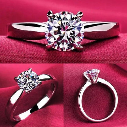 14K White Gold Rings for Women 2.0Ct round Cut Zirconia Diamond Solitaire Ring Wedding Band Engagement Bridal