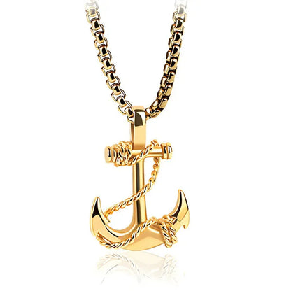 Tone Anchor Pendant Necklace Silver Plated Infinity Jewelry Anchor Men Fashion Design Simple Anchor