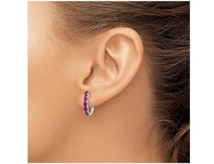 2.25 Carat (ctw) Ruby Hoop Earrings in Sterling Silver