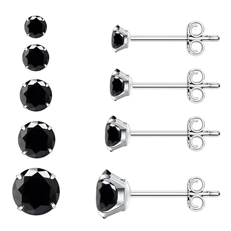 1 Pairs 3-8Mm Unisex Stud Earrings, 316L Stainless Steel round Cubic Zirconia Stud Earring, Ear Cartilage Piercing Earrings 9 Zircon Colors
