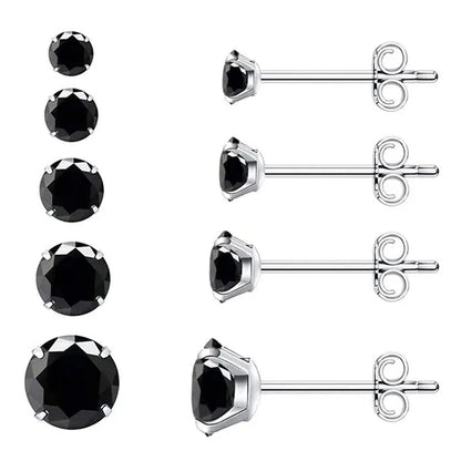 1 Pairs 3-8Mm Unisex Stud Earrings, 316L Stainless Steel round Cubic Zirconia Stud Earring, Ear Cartilage Piercing Earrings 9 Zircon Colors