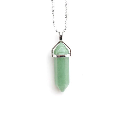 S925 Sterling Silver Chain Green Aventurine Crystal Healing Point Semi-precious Gemstone Pendant Necklace for Women