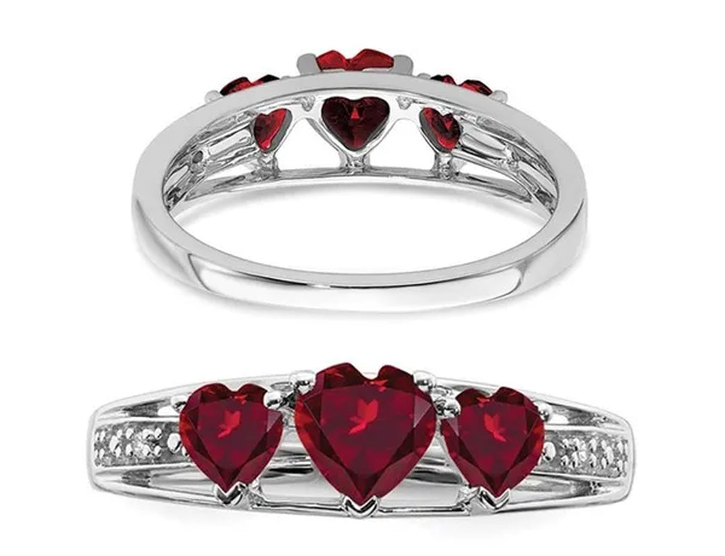 3/4 Carat (ctw) Lab Created Heart Ruby Ring in 14K White Gold
