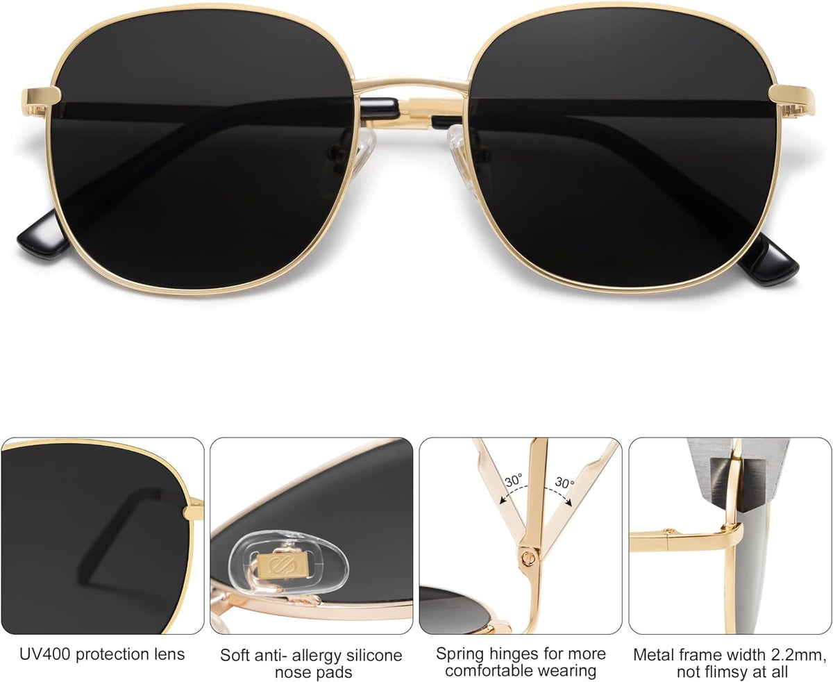 Classic Square Sunglasses for Women Men with Spring Hinge Sunnies SJ1137