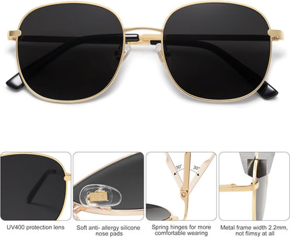 Classic Square Sunglasses for Women Men with Spring Hinge Sunnies SJ1137