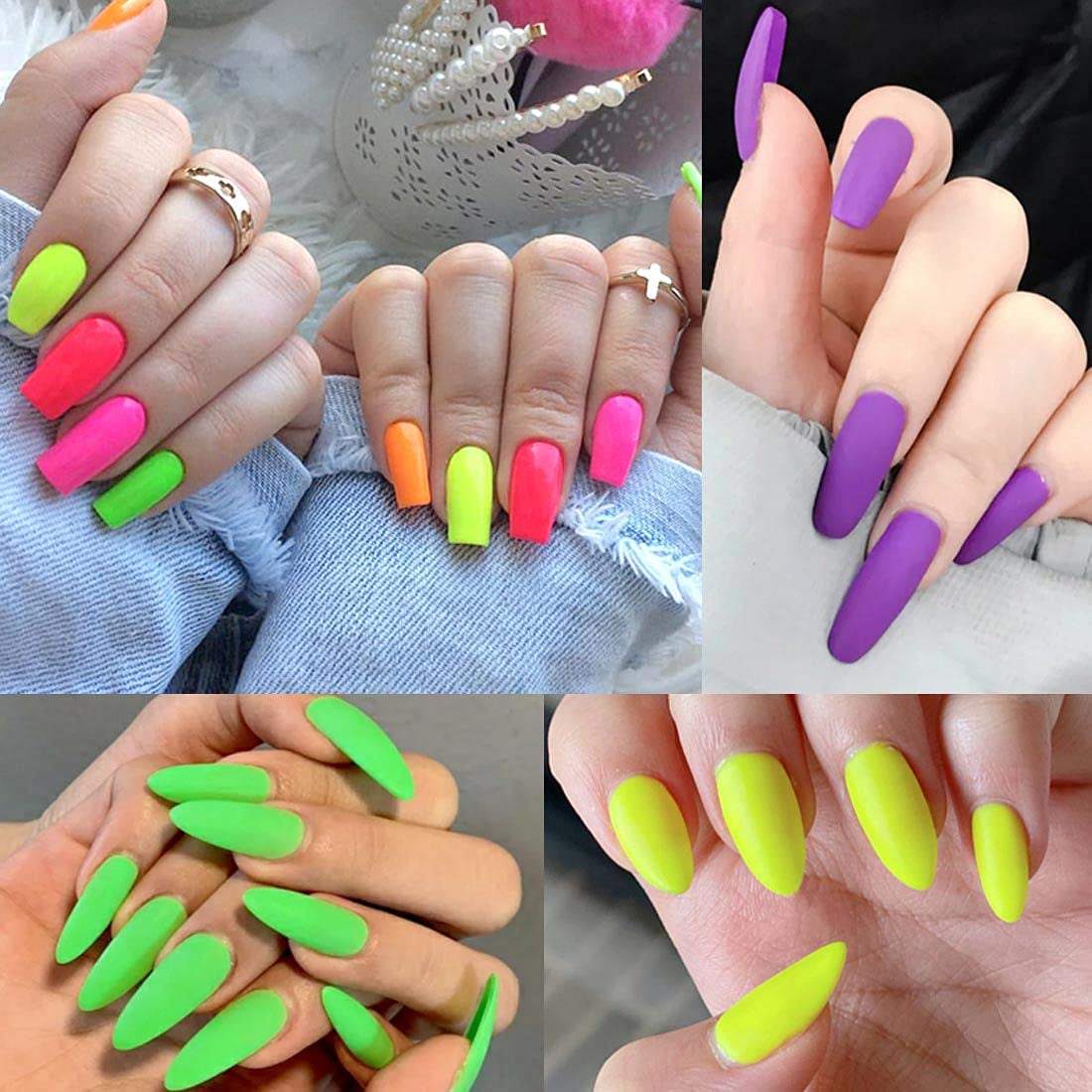 VENALISA Neon Gel Nail Polish Set- 6 Colors Gel Polish Hot Pink Bright Orange Neon Yellow Green Purple Red Gel Polish Kit, DIY Art Home Salon Gifts for Girls