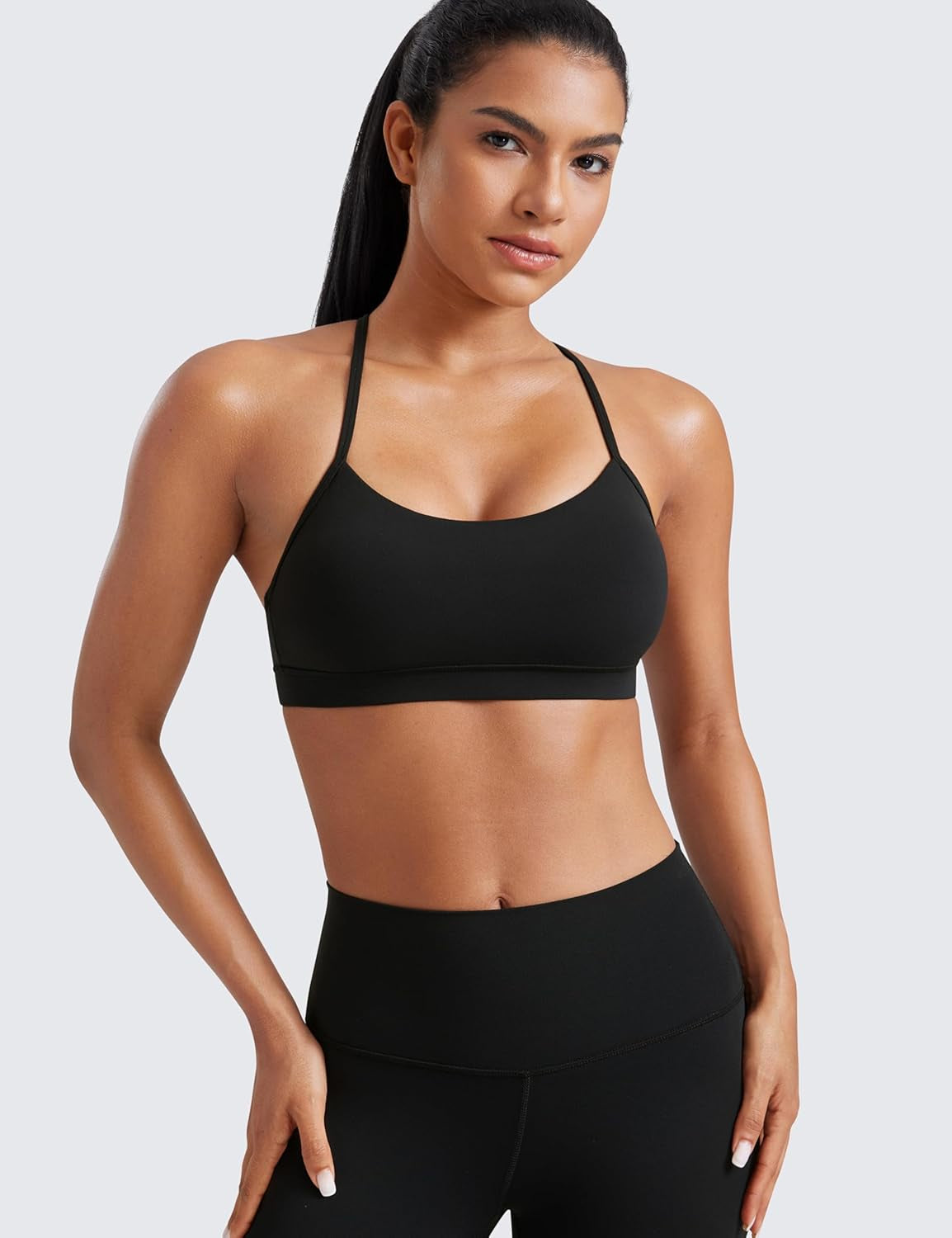 Butterluxe Womens Y Back Sports Bra - Padded Racerback Low Impact Spaghetti Thin Strap Workout Yoga Top