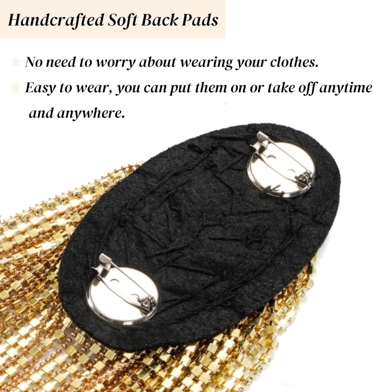 2 Pack Tassel Shoulder Epaulette, Punk Metal Cosplay Ringmaster Shoulder Pads Epaulet with Pins, Gold Rhinestone Beaded Diamond Shoulder Boards Badge Brooch for Men Women Uniform Costume