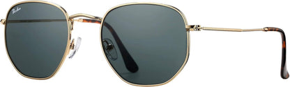 Small Square Sunglasses for Women Men 100% Real Glass Lens Hexagonal Frame