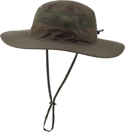 Wide Brim Sun Hat for Men Breathable Cowboy Boonie Hat UPF 50+ Sun Protection Bucket Hat for Fishing Hiking