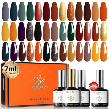 32Pcs Gel Nail Polish Set, 28 Colors 7ML Gel Polish Set with Glitter & Glossy & Matte Gel Top + Base Coat Pastel Macaron Colors, 2024 Spring Gel Polish Kit Trendy Nail Art for Women Girls