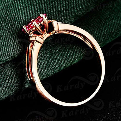 Amazing Genuine Natural Ruby Gemstone Wedding Engagement Band Ring Rose Gold 14K for Women