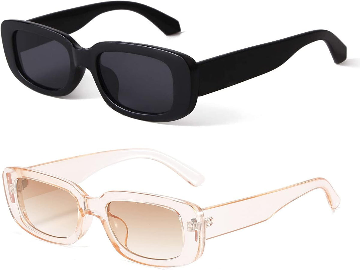 Rectangle Sunglasses for Women Retro Driving Glasses 90’s Vintage Fashion Narrow Square Frame UV400 Protection