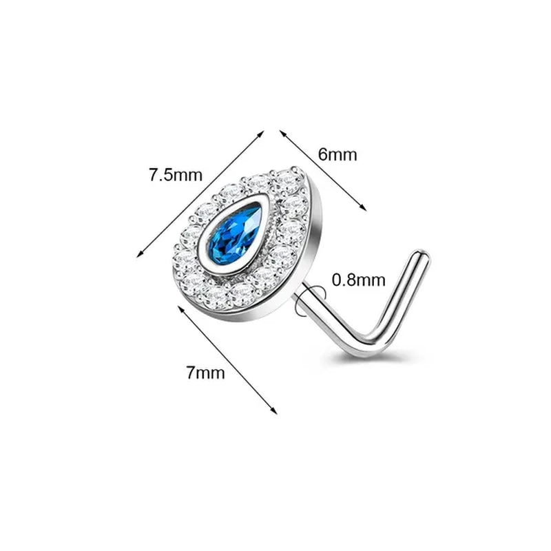 5/6Pcs 20G Nose Rings Stud L Shape Nose Rings Cubic Zirconia Butterfly Flower Eye Moon Heart Shape Nose Studs Piercing Jewelry for Women Men