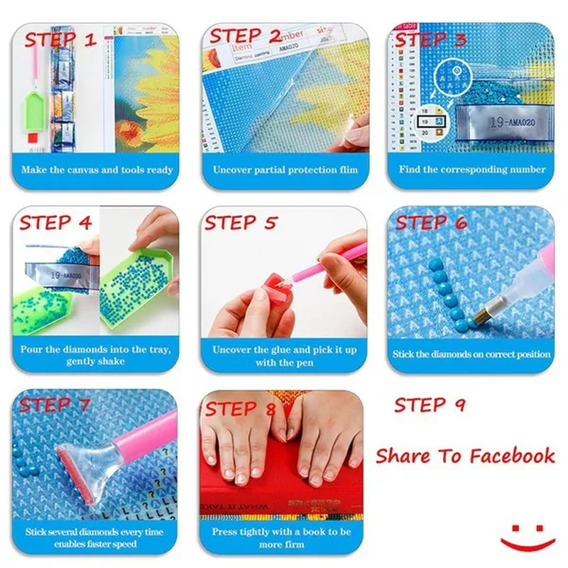 DIY 5D Diamond Painting Kits Full Drill Round Diamond Painting Kits for Adults Arts Crafts for Living Room Home Wall Decor
