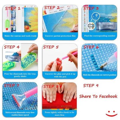 DIY 5D Diamond Painting Kits Full Drill Round Diamond Painting Kits for Adults Arts Crafts for Living Room Home Wall Decor
