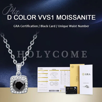 HOLYCOME 100% Real Moissanite Flower Necklace 14K Gold Plated Sterling Silver Necklace for Women VVS Diamond Square Necklace Pendant Jewelry