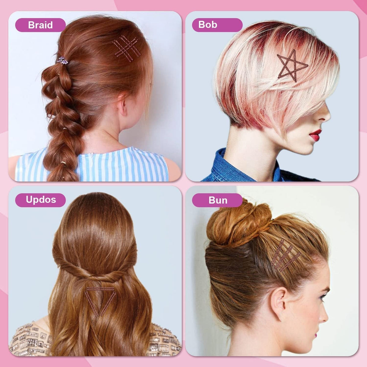 Bobby Pins Brown, 240 Pcs Hair Pins for Women 2.2 Inches, Hair Accessories with Box