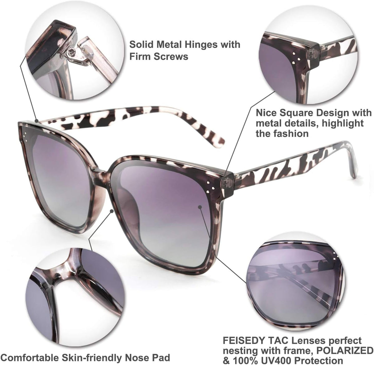 Retro Square Polarized Sunglasses Women Men Vintage Minimalist Shades B2600