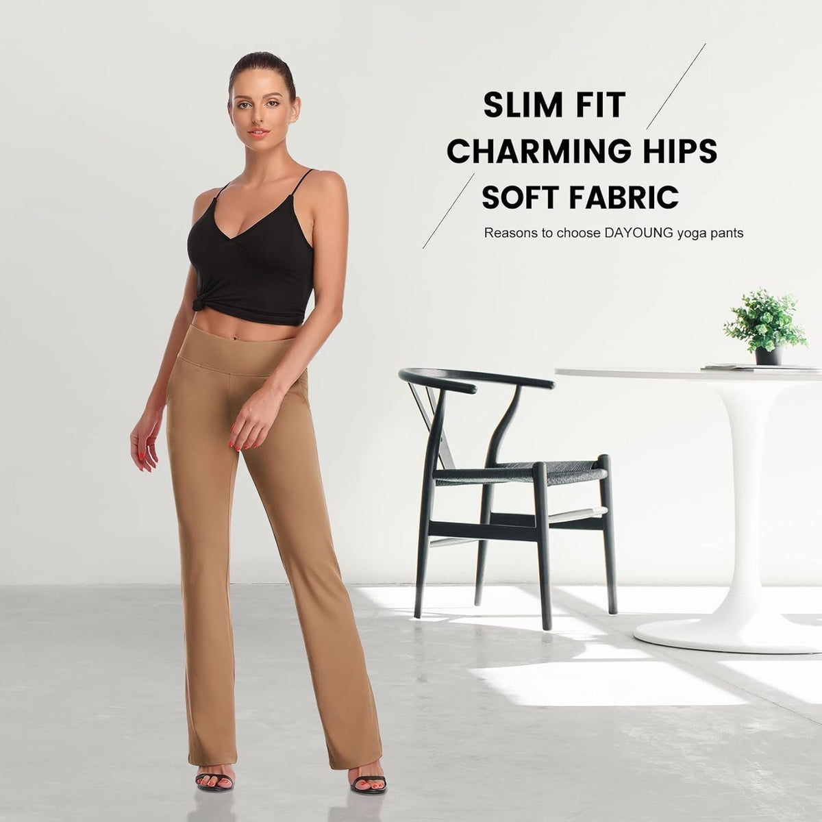 Bootcut Yoga Pants for Women Tummy Control Workout Bootleg Pants High Waist 4 Way Stretch Pants