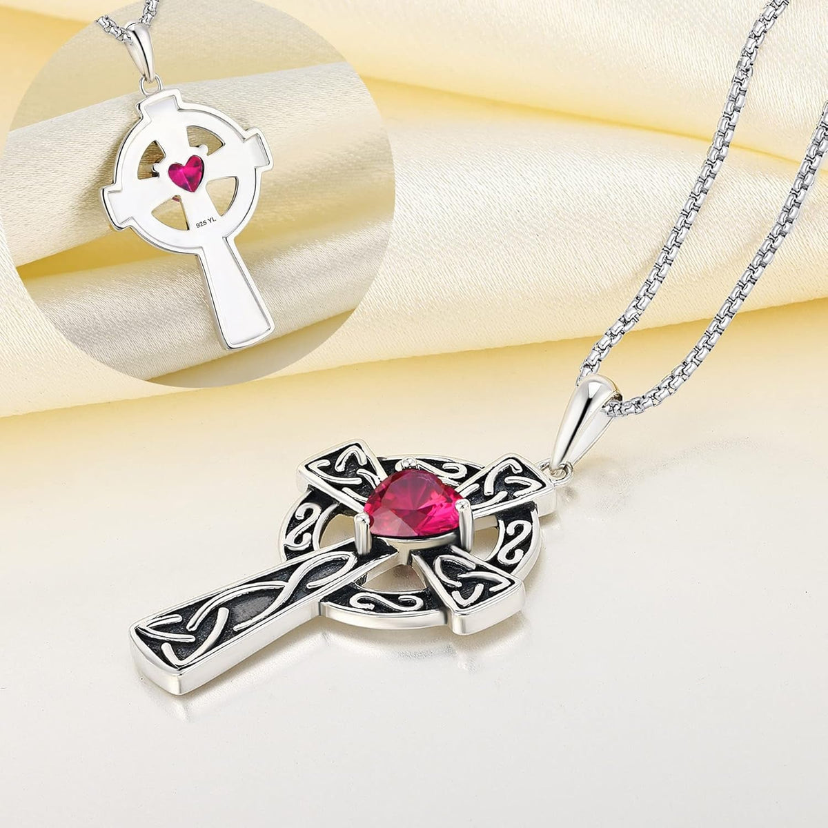 Women'S Cross Pendant Necklace Sterling Silver Celtic Knot Filigree Infinity Cubic Zirconia Crucifix Jewelry