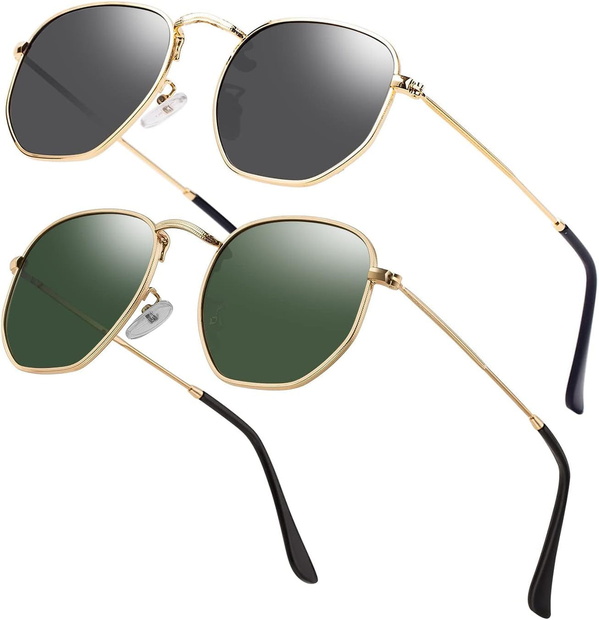 Hipster Hexagonal Polarized Sunglasses Men Women Geometric Square Small Vintage Metal Frame Retro Shade Glasses