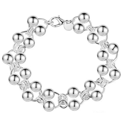 New 925 Sterling Silver Bracelets for Women's Beads Chain Fashion Classic Wedding Party Christmas Gifts Fine Jewelry