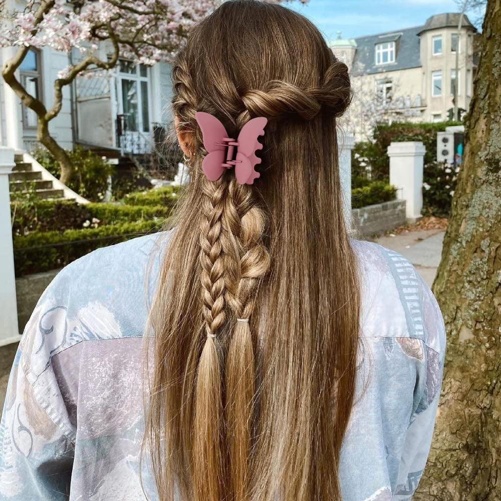 Butterfly Hair Accessories - Matte Claw Clips for Women and Girls, 4Pcs 2.6" Hair Clamps and Jaw Clips for Thin to Medium Hair