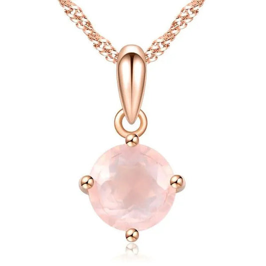 Majesty Diamonds MDS170319 0.9 CT Round PinK Rose Quartz Solitaire Pendant Necklace in .925 Sterling Silver with 18K