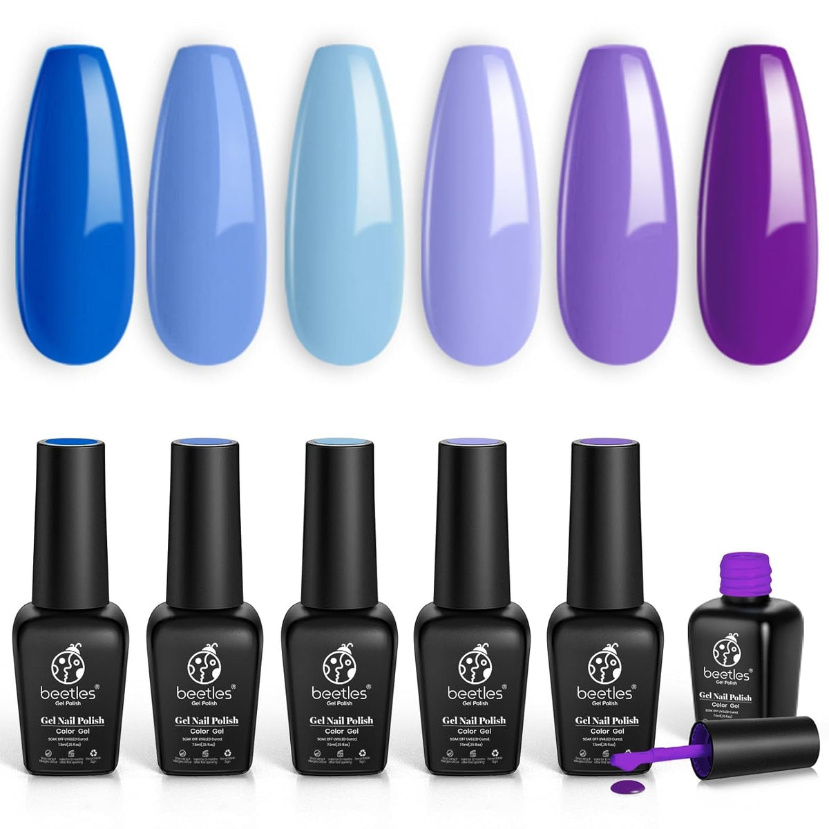 Beetles Pastel Gel Nail Polish,6 Colors Macaron Pink Blue Green Yellow Purple Soft Pastel Gel Polish Soak Off Uv Gel Manicure Spring Gel Polish Nail Art Design DIY Home Salon Gift for Women Girl