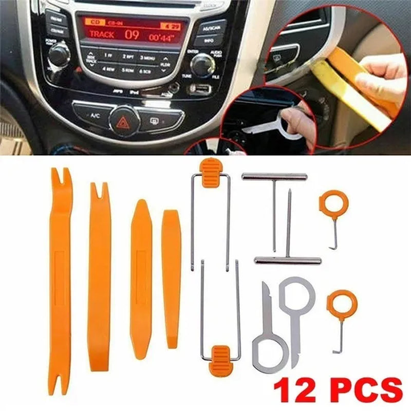 4Pcs/12Pcs Kit Car Radio Audio Stereo Door Trim Dash Panel Install Car Audio Removal Pry Trim Tool Plastic Kit Panel Dash Radio Moulding Automotive