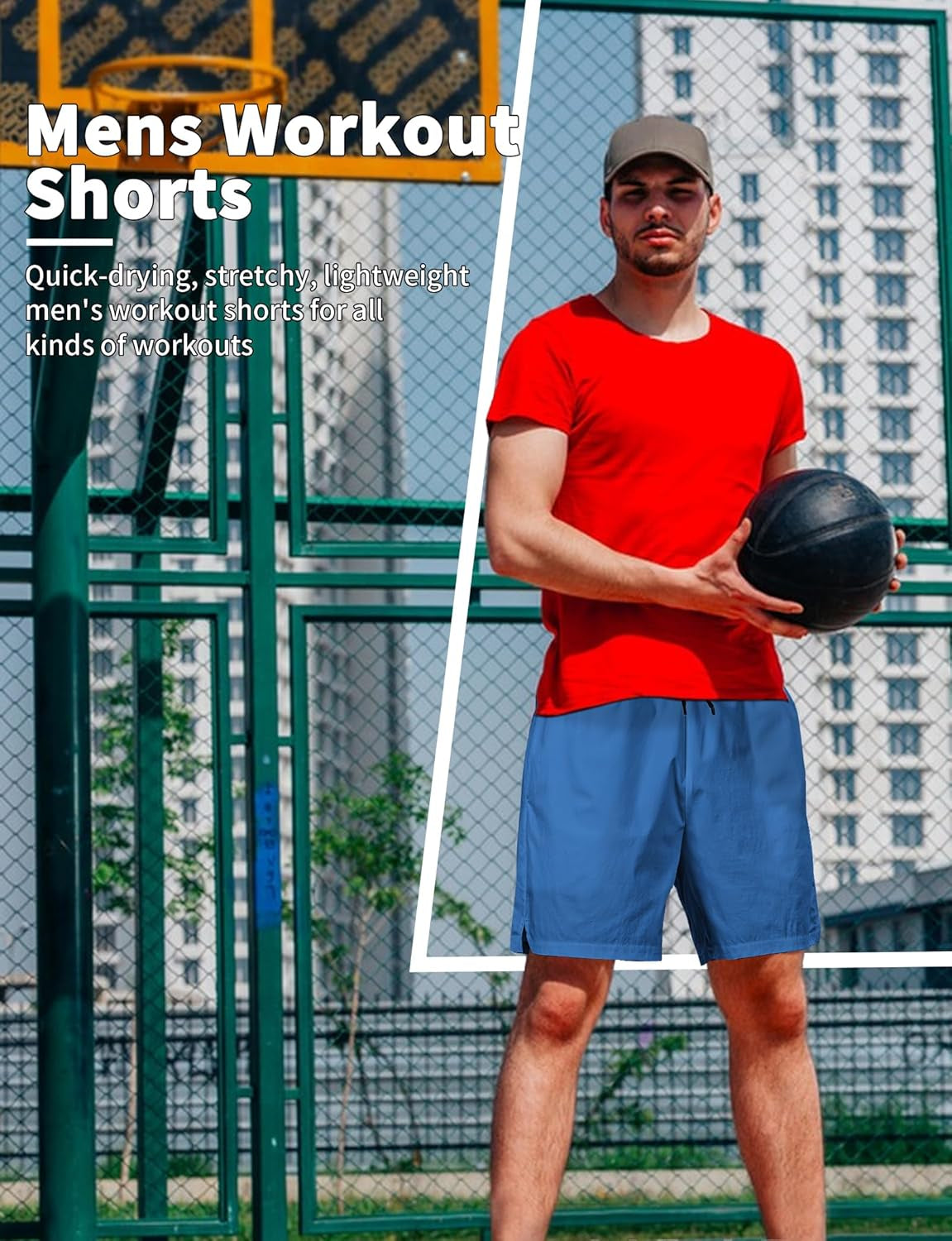 2 Pack Mens Athletic Shorts 5 Inch Inseam Workout Gym Running Shorts for Men Quick Dry Lightweight Summer Shorts Black Blue X-Large