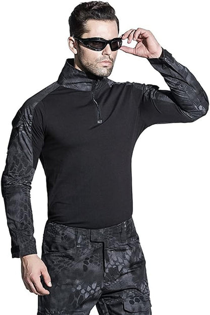 Mens Tactical Military Suits Long Sleeve Rip-Stop Uniforms Combat Shirt and Pants Elbow Knee Pads
