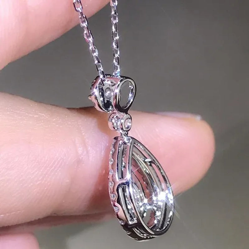 Women'S Fashion Water Drop Diamond White Sapphire Pendant Necklace Women Jewelry Gifts