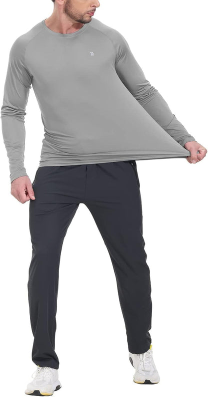 Mens Sun Protection Hiking Shirts Long Sleeve Water UPF 50+ SPF UV Shirts Lightweight Fishing Hiking Swimming