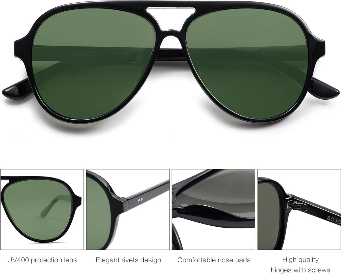 Classic Polarized Aviator Sunglasses for Women Men, Retro Trendy Aviators Shades SJ2201