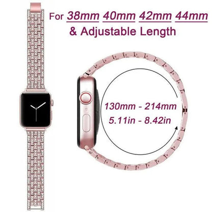 Compatible with Apple Watch Bands 44mm 42mm 40mm 38mm for iWatch Strap Series 6/SE/5/4/3/2/1 Replacement Metal Wristband Bling Diamond Band