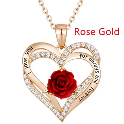 Elegant Fashion Creative Love Rose Necklace Crystal Diamond Rose Pendant Symbolizing Love Women's Necklace Wedding Engagement Wedding Necklace Jewelry Birthday Party Anniversary Gift