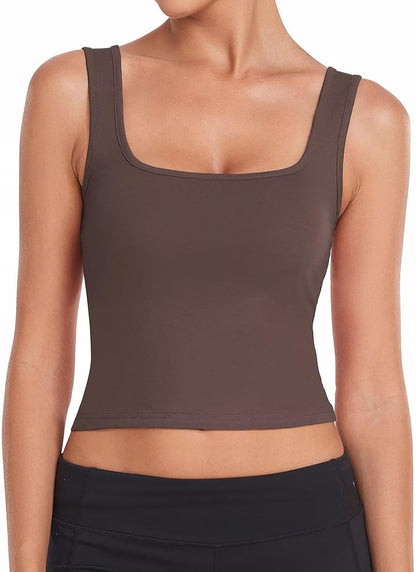 Sports Crop Tank Tops for Women Cropped Workout Tops Racerback Running Yoga Tanks Cotton Sleeveless Gym Shirts 3 Pack