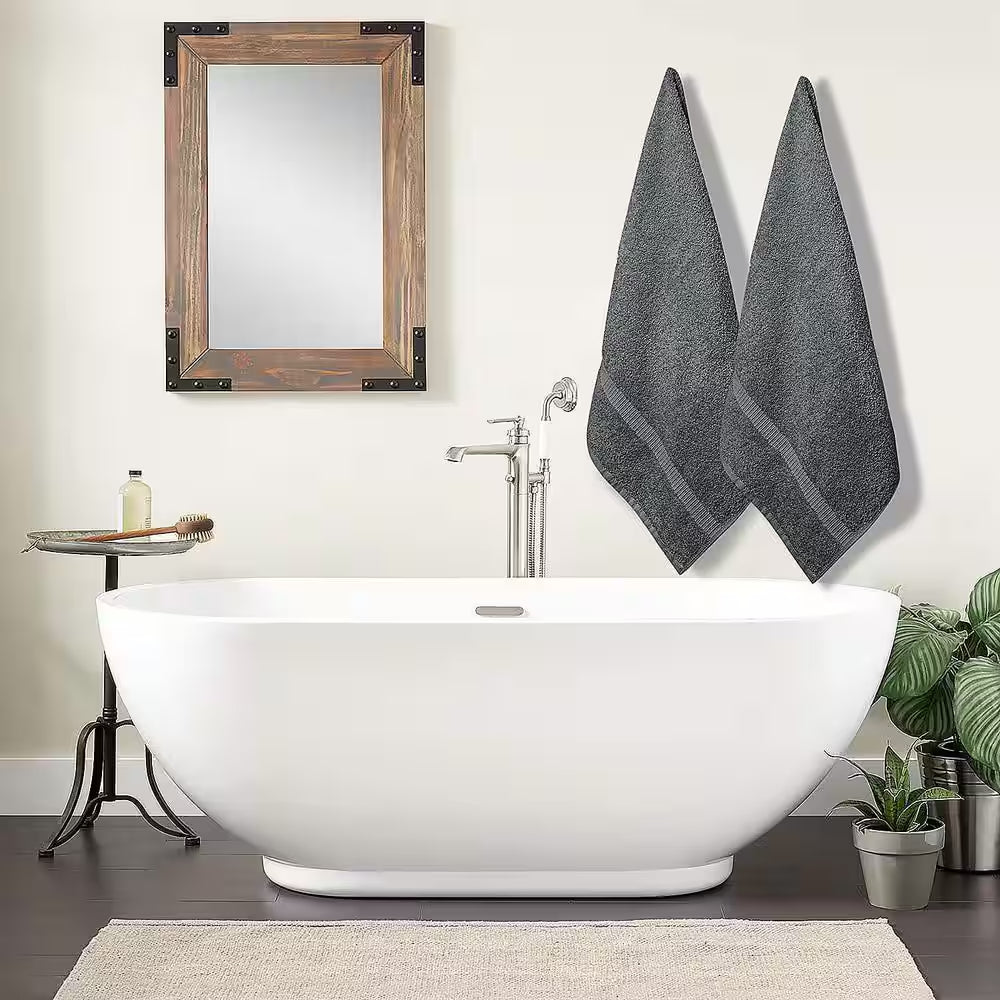 6-Piece Gray Highly Absorbent Cotton Quick Drying Bath Towel Set