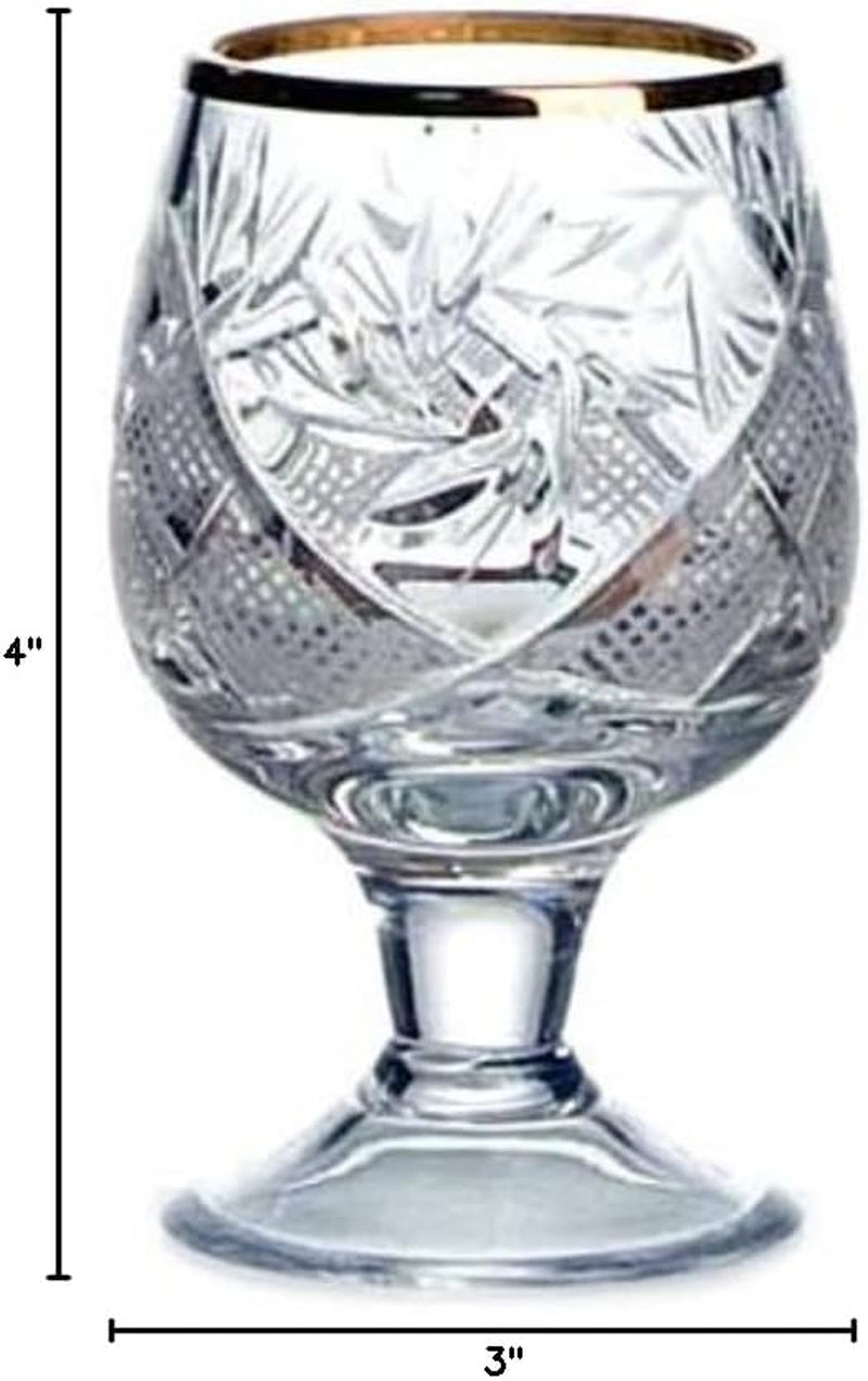 Set of 6  Glassworks, 1.7-Oz Gold Rim Vintage Russian Crystal Shot Glasses