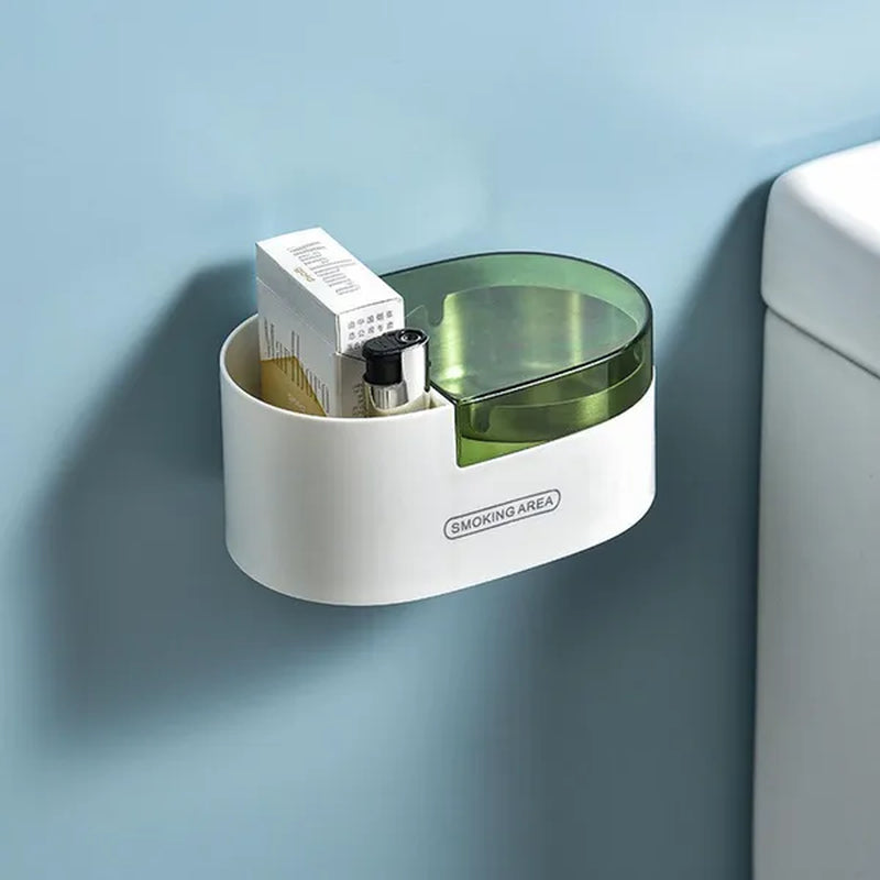 Stainless steel wall-mounted ashtray with lid,cigarette Storage Rack Creative Bathroom Wall Stainless Steel Ashtray