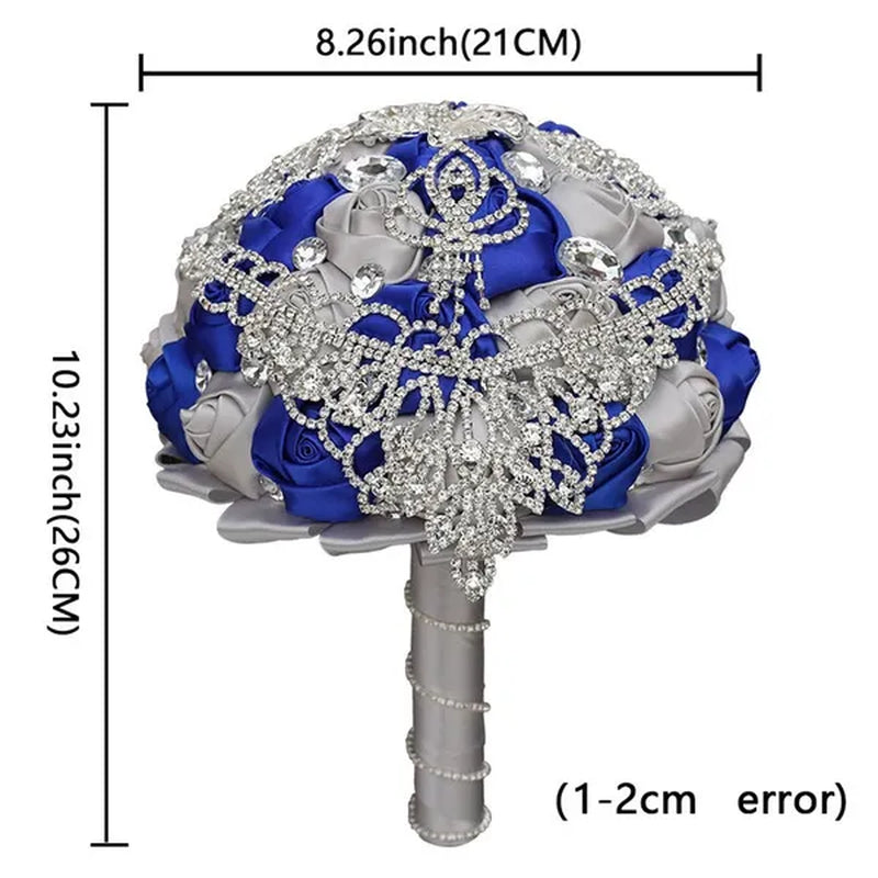 21cm Satin Flowers Wedding Bouquet Bridal Beautiful Hand Holding Flower Bouquet Rhinestone Brooch Bouquets Casamento Ramos De Novia Crystal Bridal Bouquet Broochfull