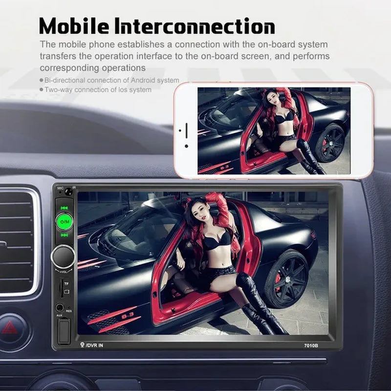 2 Din 7" HD Touch Screen Digital Display Car Multimedia Player Audio Stereo Radio Autoradio Car MP5 Player with Bluetooth USB FM Support Mirror Link Rear View Camera Connection