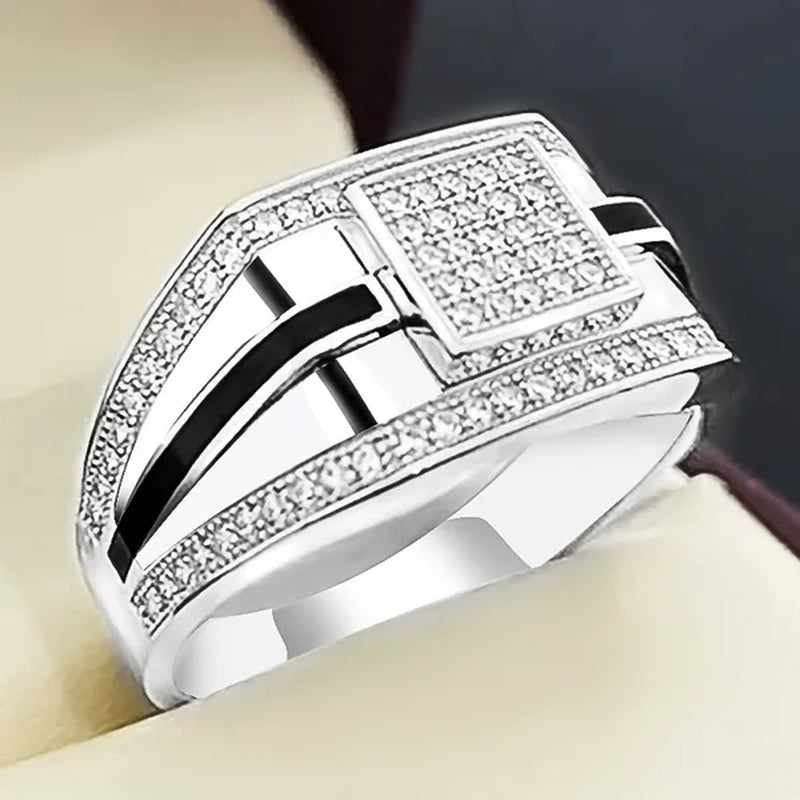 Classic Business Men's Fashion Jewelry Accessories Exquisite  Noble Gentleman Engagement Wedding Jewelry Boyfriend Birthday Party Ring Anniversary Gift Luxury Brand Men's Ring Size US5-14